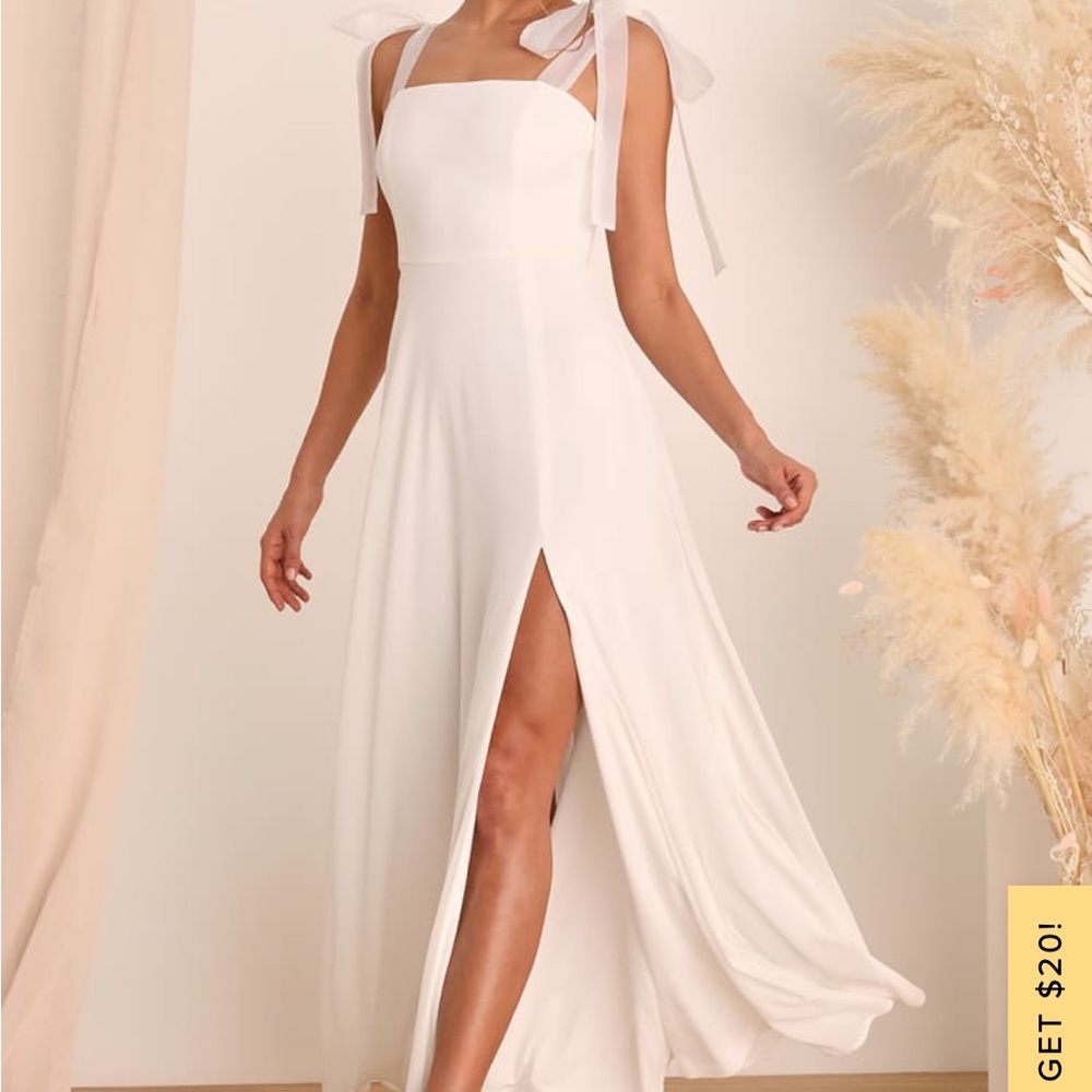 NWT•Lulus White Maxi Dress•Chiffon Rubin straps